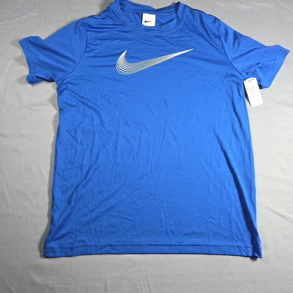 Nike Boys' Dri-Fit HBR Graphic Training Top Blue, X-Large NWT